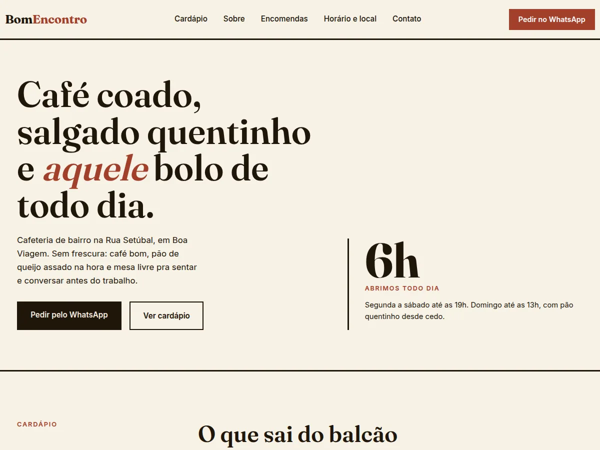 Cafeteria Bom Encontro — Café, salgados e bolos em Boa Viagem, Recife